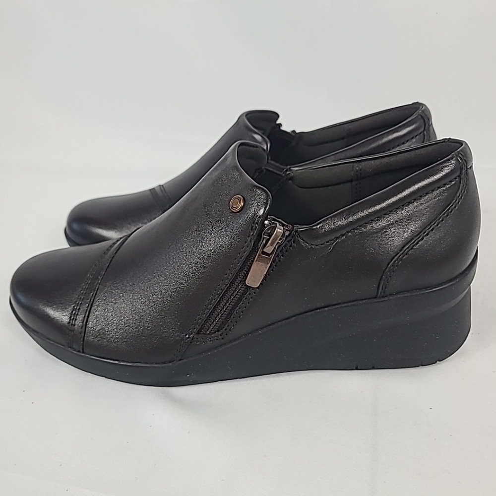 NEW Clarks Women's Suttyn Zip Chocolate Leather Shoes Sz 7.5 NIB (26180146) - Picture 3 of 8